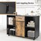 Industrial Kitchen Sideboard with Cabinet Drawer and Open Shelves Rustic Brown Black